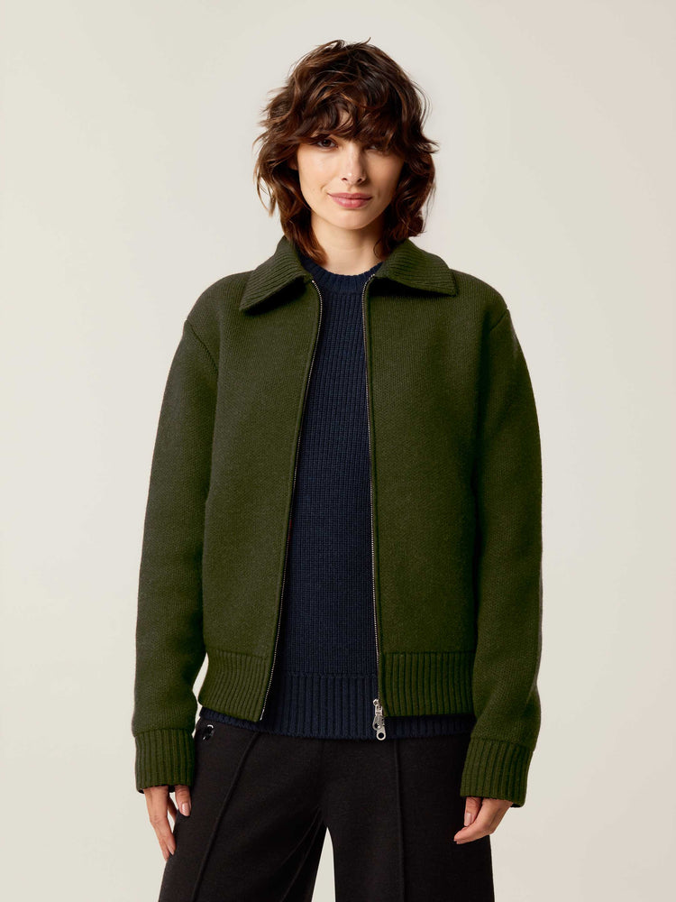 The Knitted Bomber Moss Green Image
