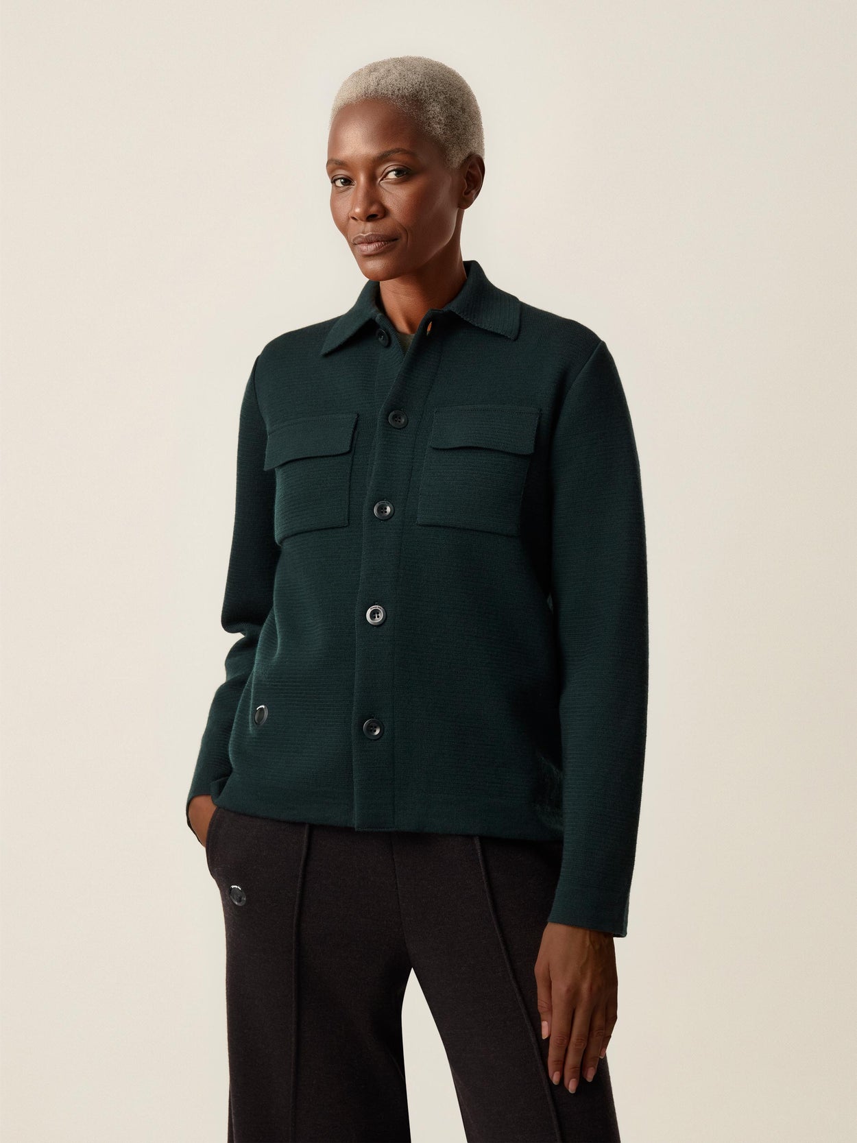 The Over Shirt Forest Green Female Image