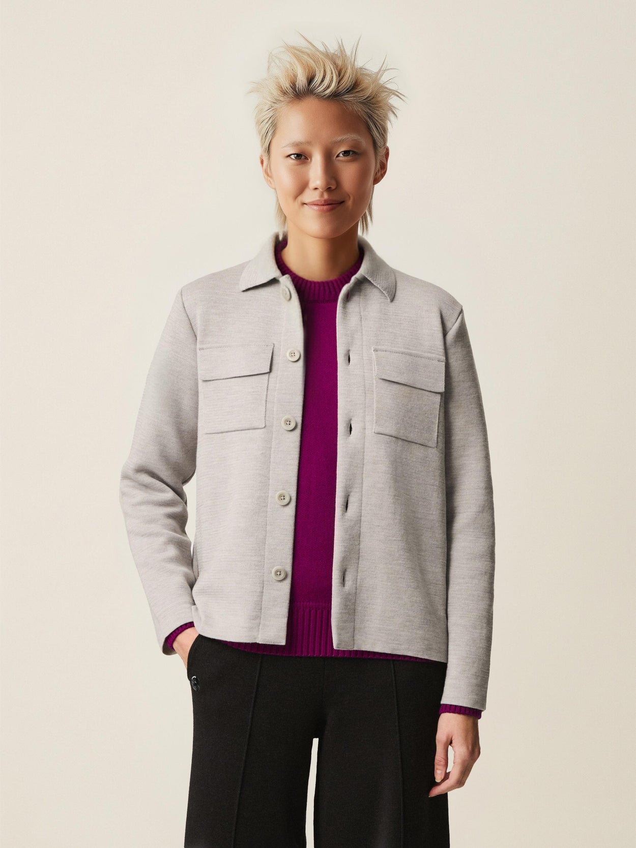 The Over Shirt Moon Grey Female Image