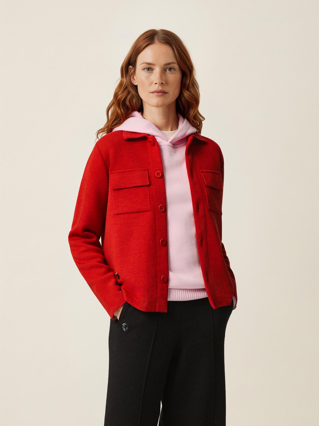 The Over Shirt Tomato Red Female Image