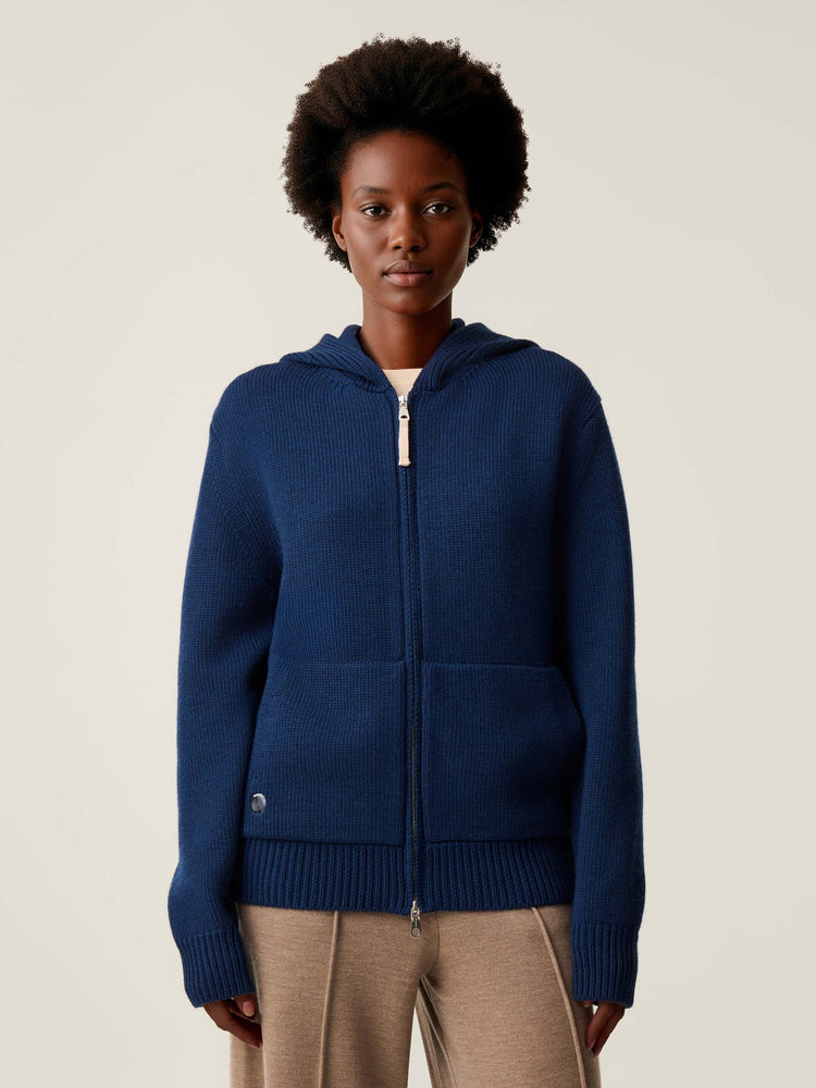 The Chunky Knit Zip Hoodie Atlantic Blue Image