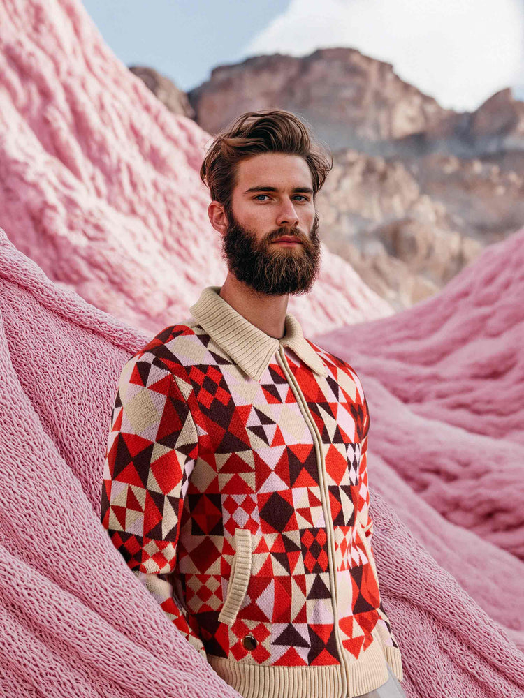 The Patchwork Bomber Almond White Image