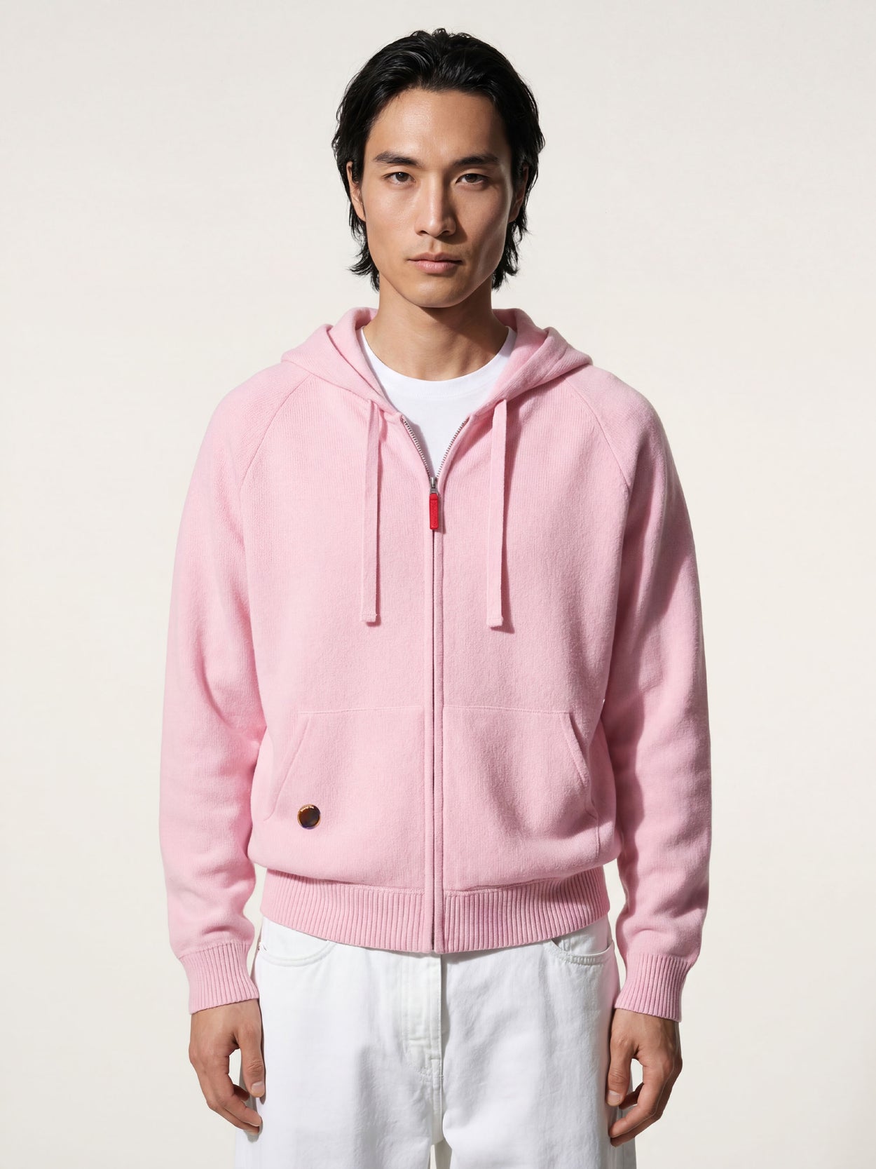 The Knitted Zip Hoodie Candyfloss Pink Male Image