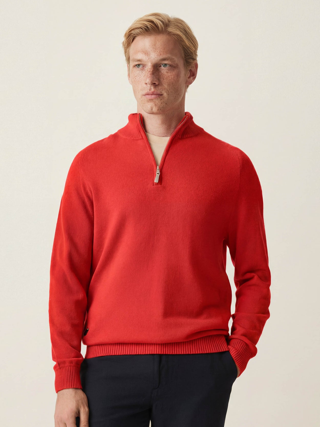 The Half Zip Poppy Red Male Image