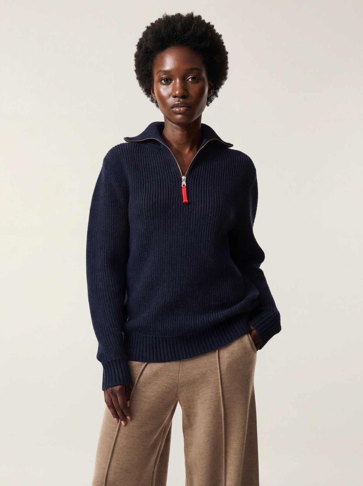 The Ridge Knit Half Zip Pacific Blue Female Image