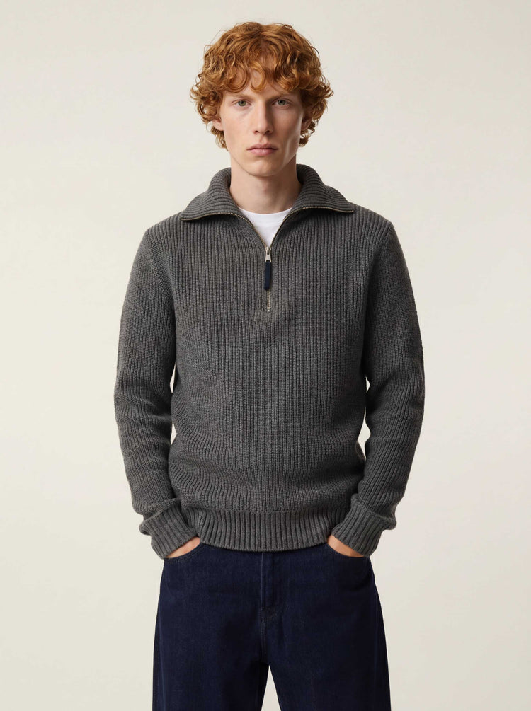The Ridge Knit Half Zip Slate Grey Image