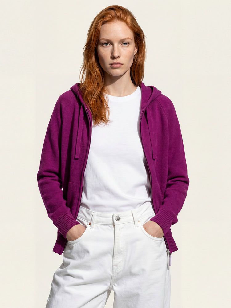 The Knitted Zip Hoodie Royal Purple Image