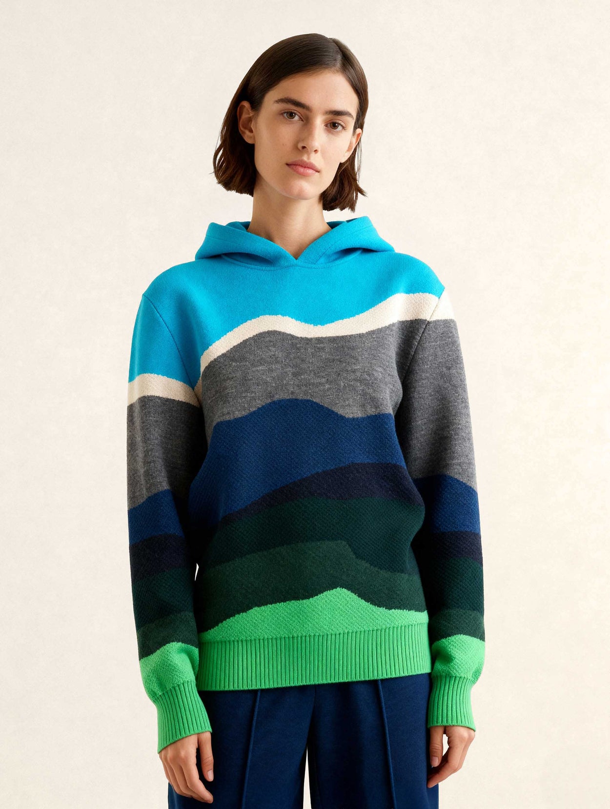 The Sheepscape Hoodie Turquoise Blue Female Image