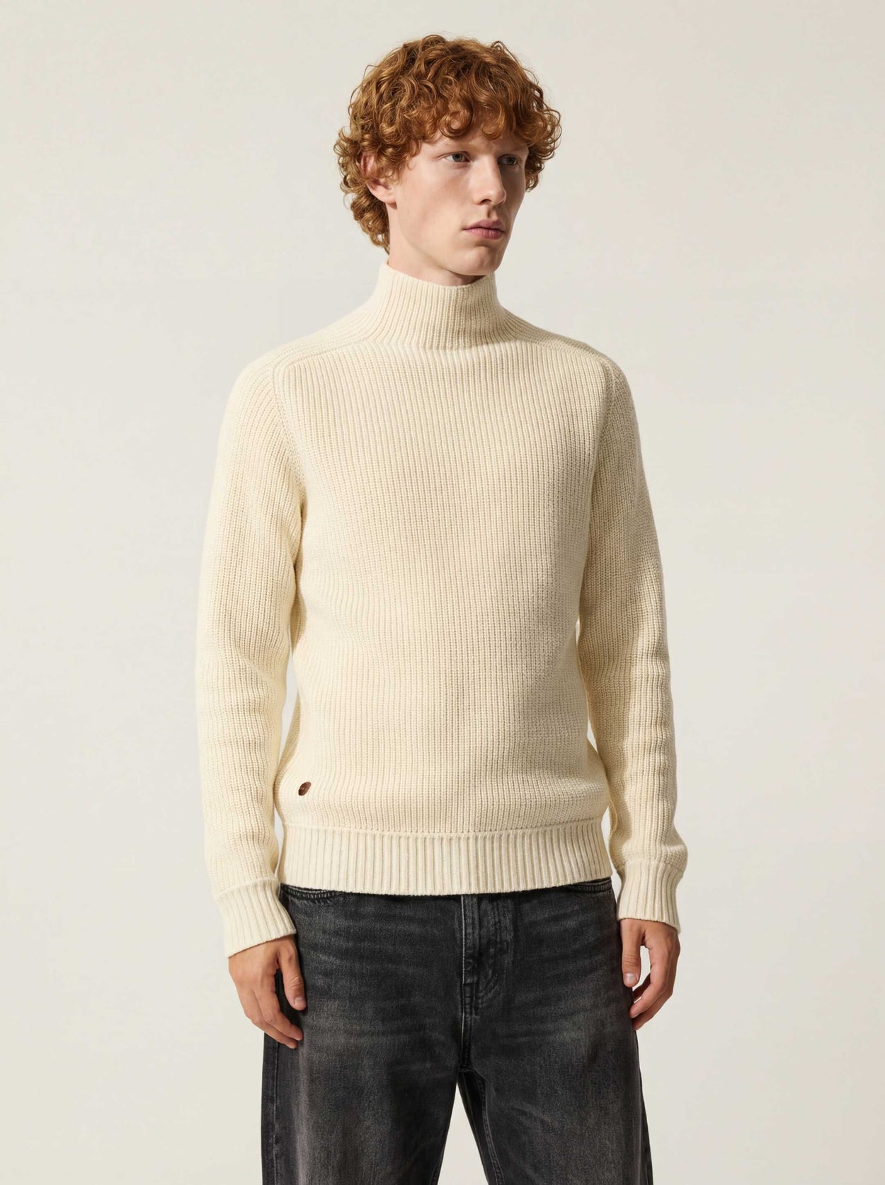 The Soft-Knit High Neck Raw White Male Image