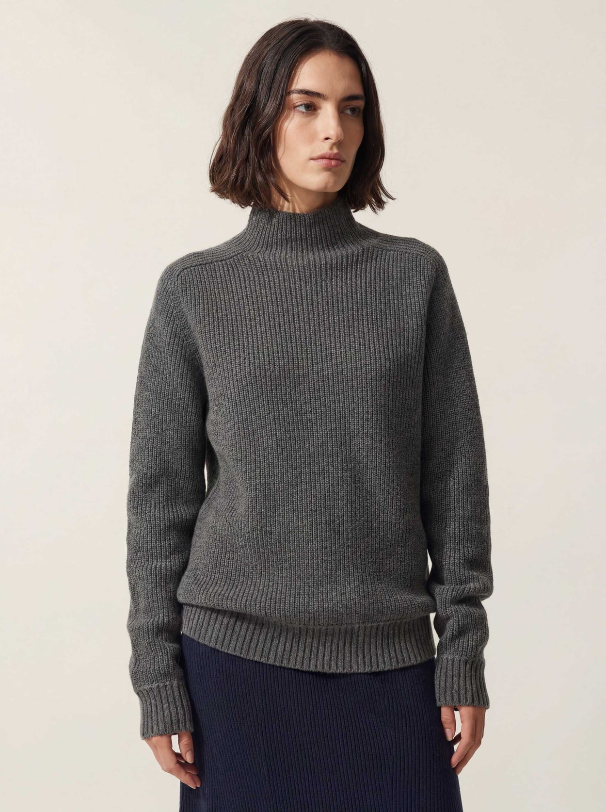 The Soft-Knit High Neck Slate Grey Female Image