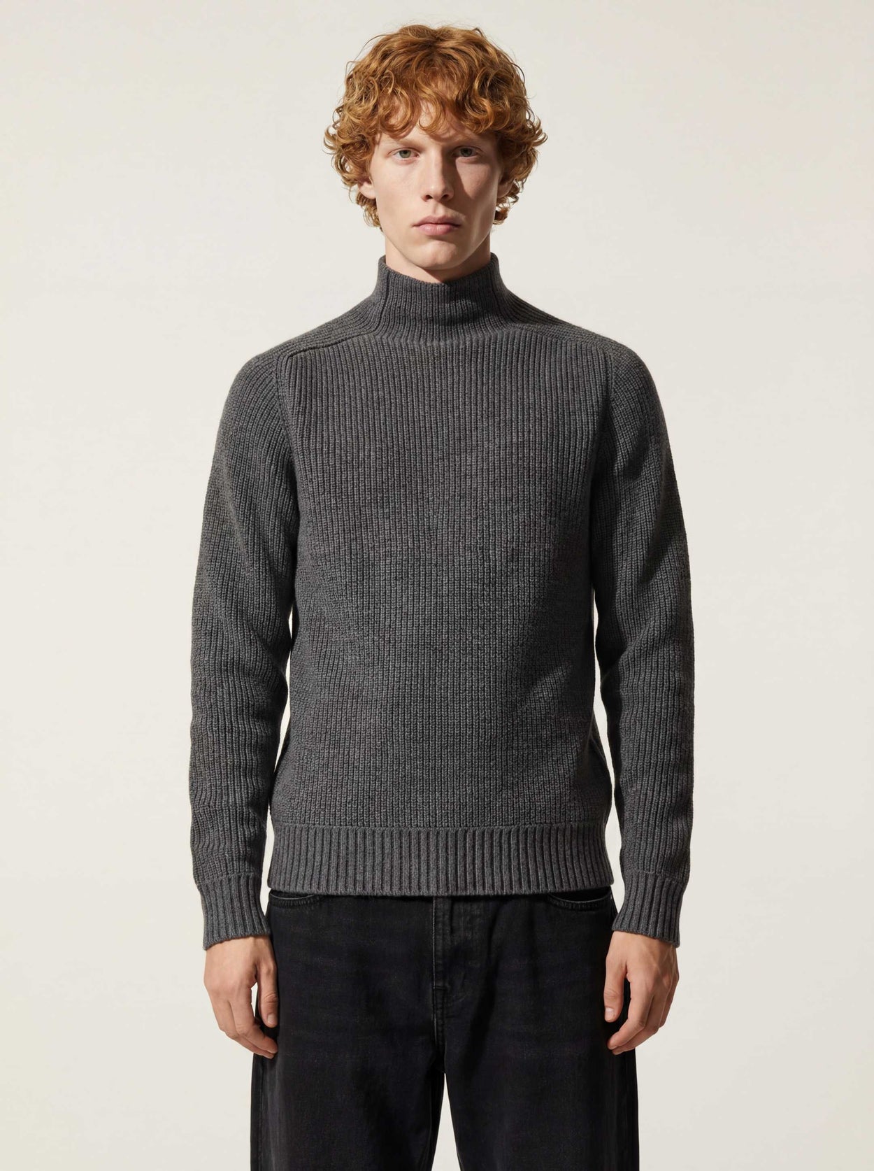 The Soft-Knit High Neck Slate Grey Male Image