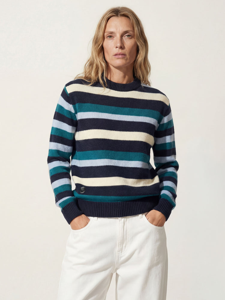 The Stripe Crewneck Pacific Blue Image