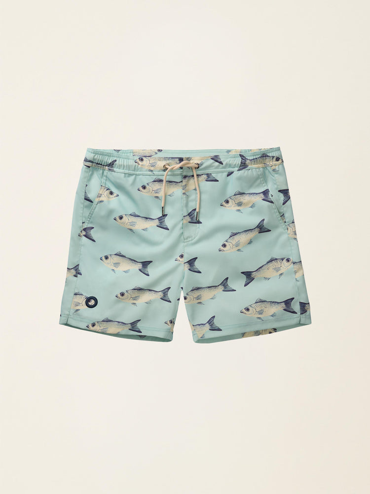 The Merino Swim Shorts Blue Fish Image