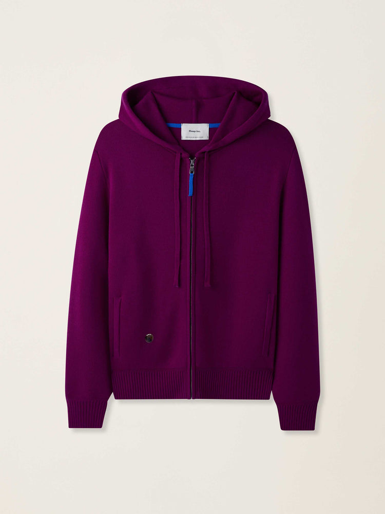 The Signature Merino Zip Hoodie Royal Purple Image