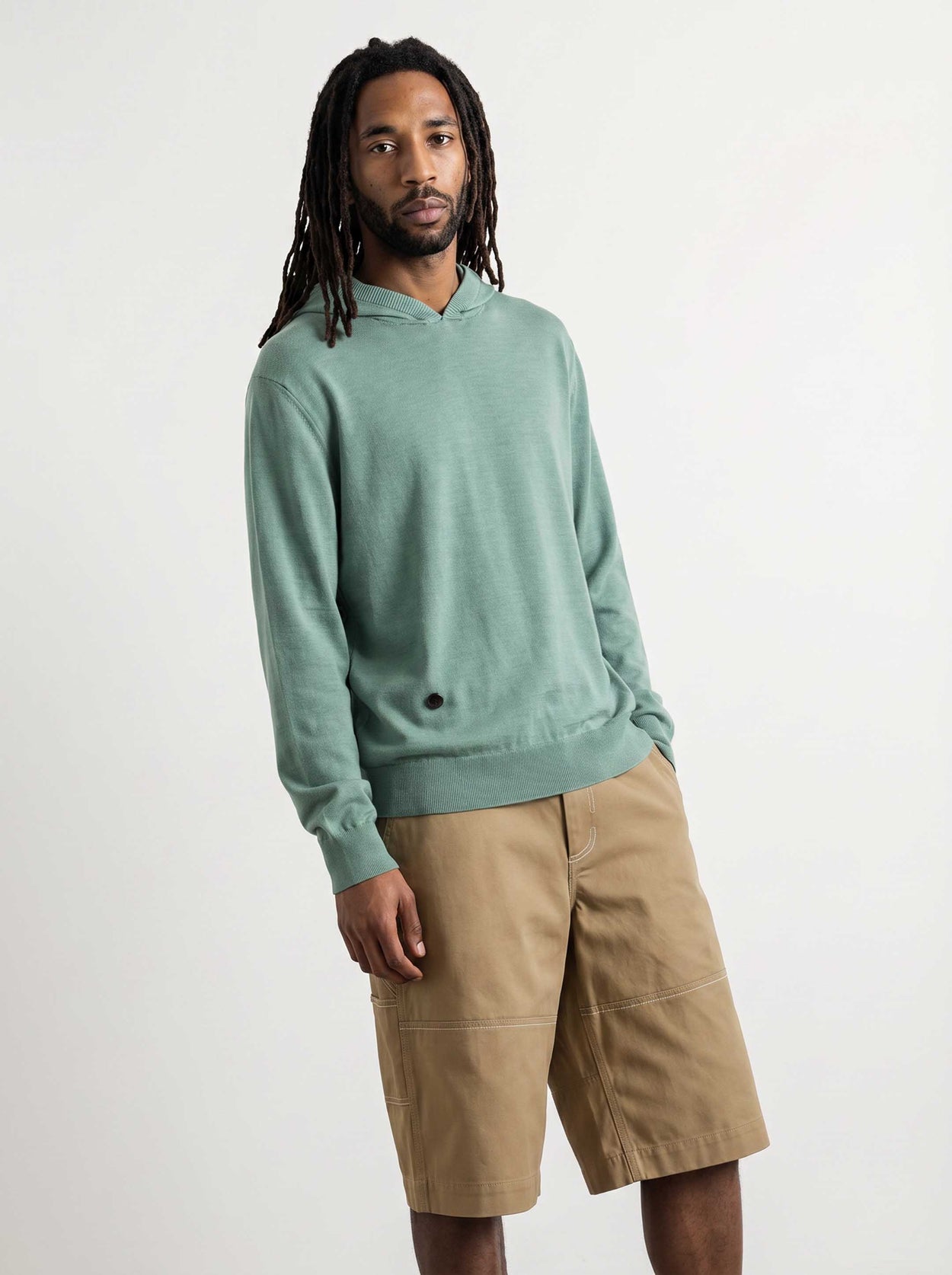 The Fine Knit Hoodie Aqua Green Male Image