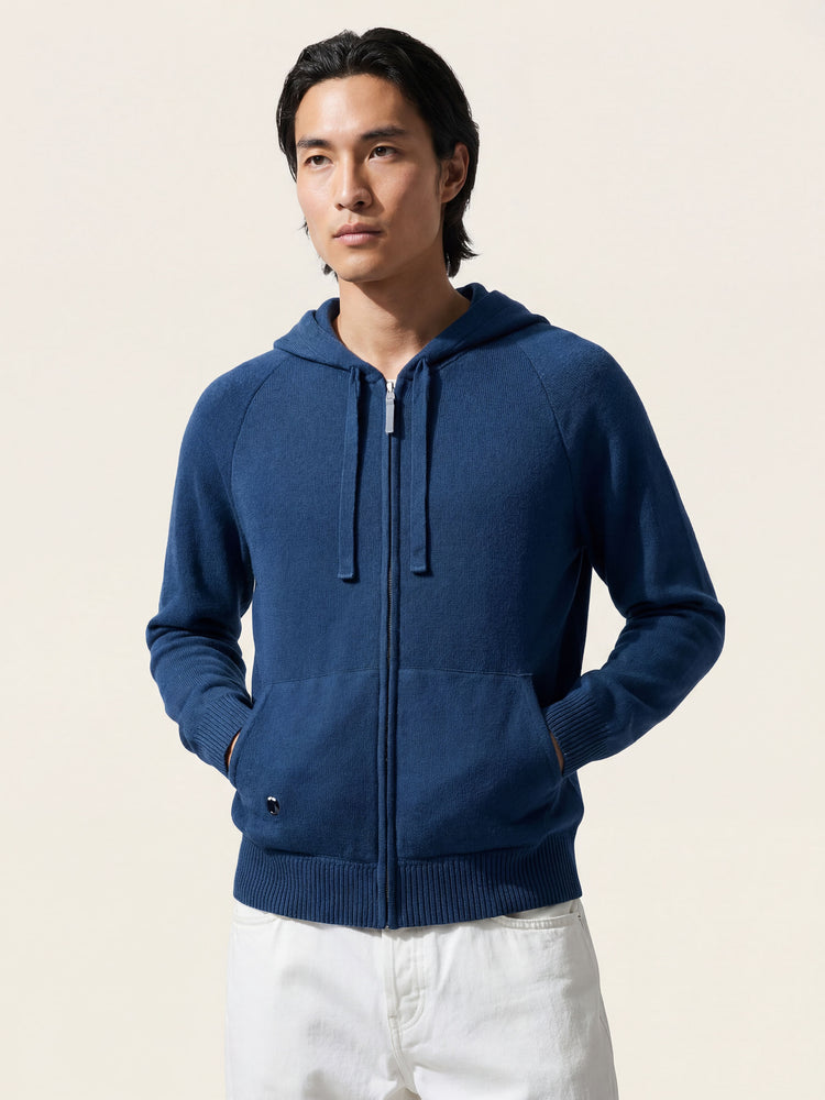 The Knitted Zip Hoodie Tasman Blue Image