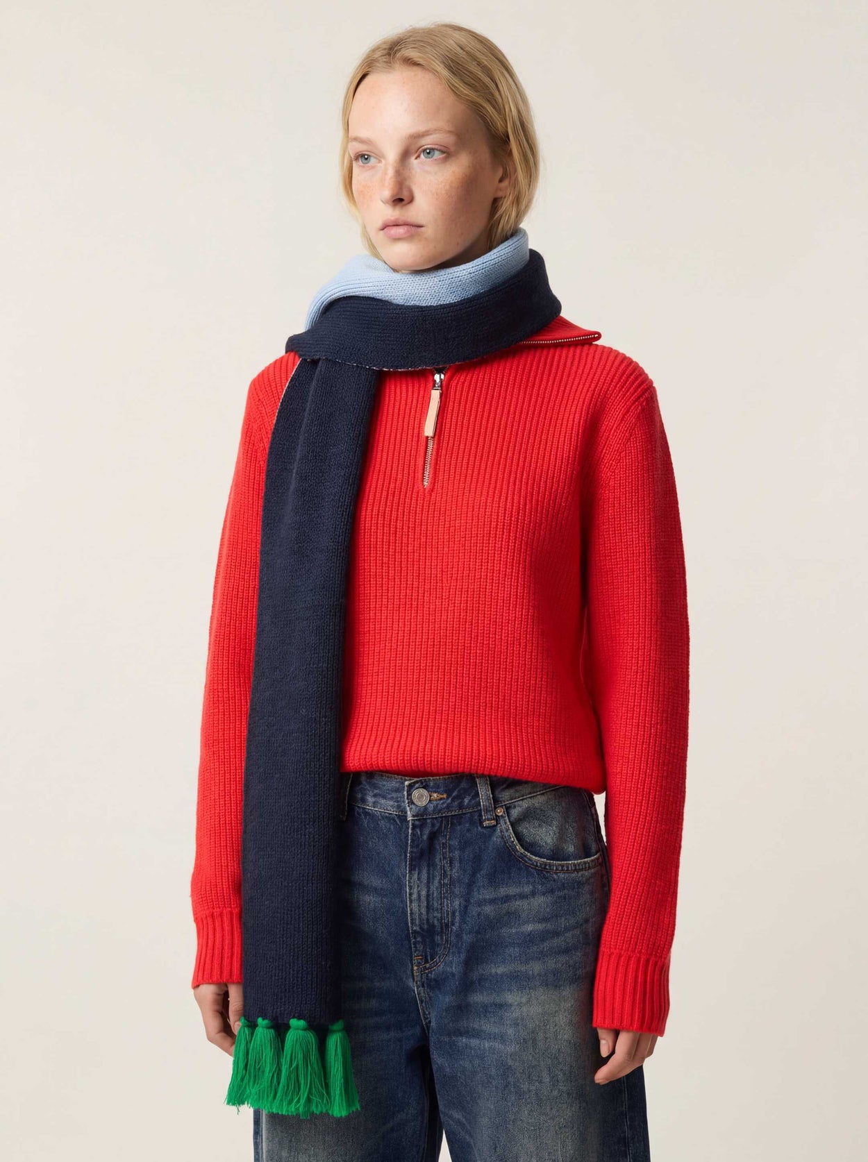 The Tassel Trail Scarf Cloud Blue Female Image