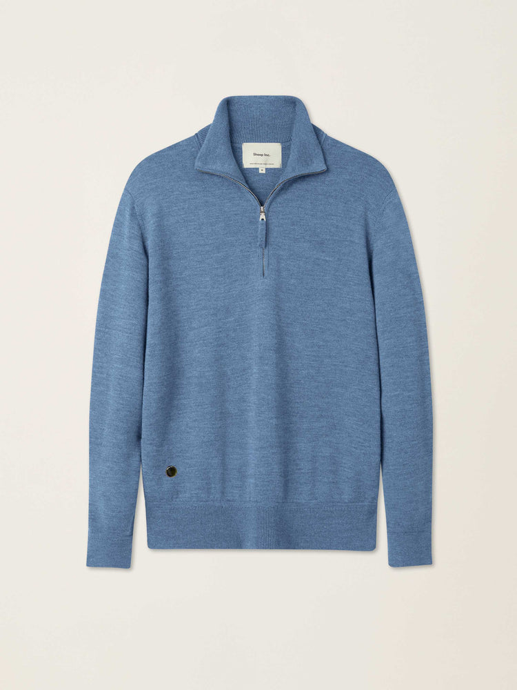 The Knitted Quarter Zip Baltic Blue Image