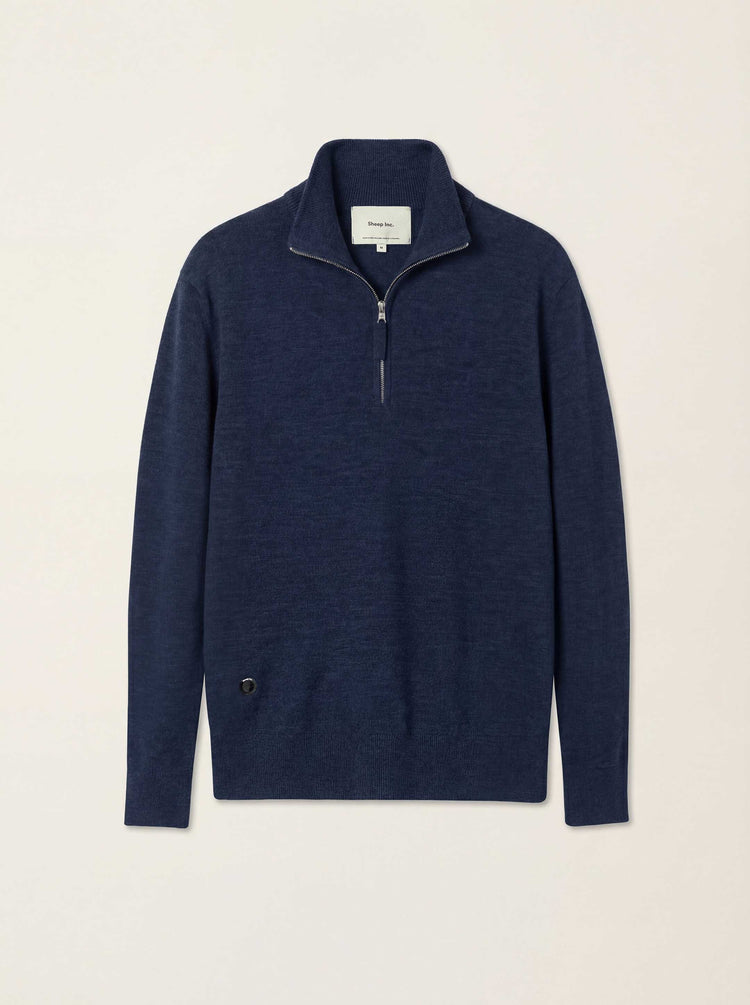 The Knitted Quarter Zip Pacific Blue Image
