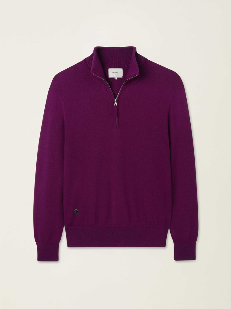 The Knitted Quarter Zip Royal Purple Image