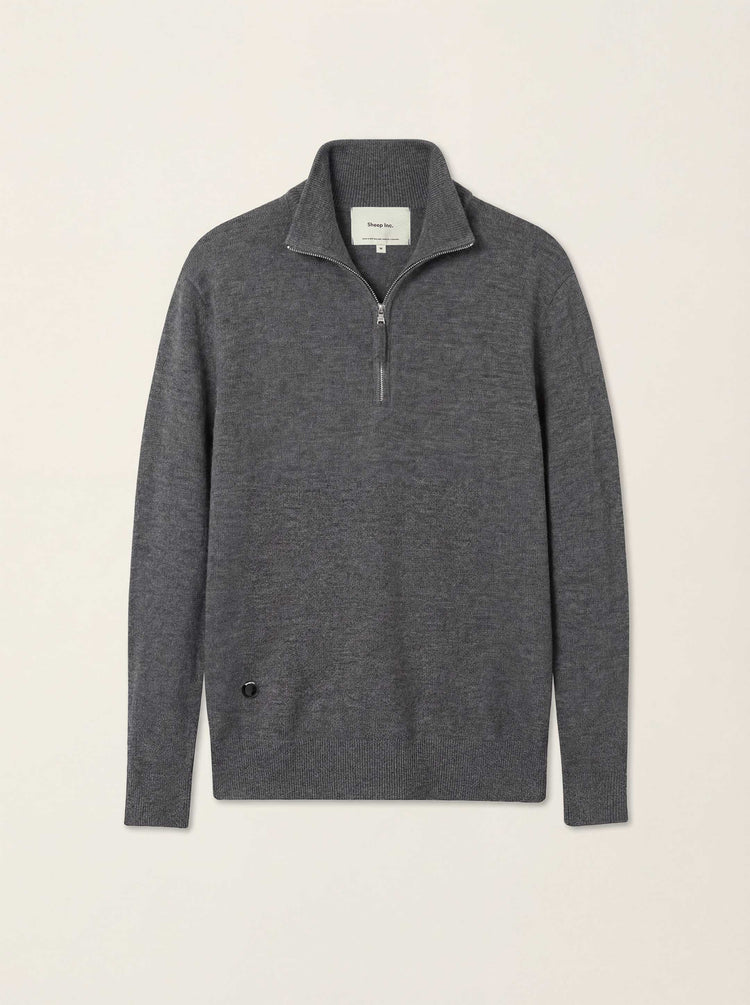 The Knitted Quarter Zip Slate Grey Image