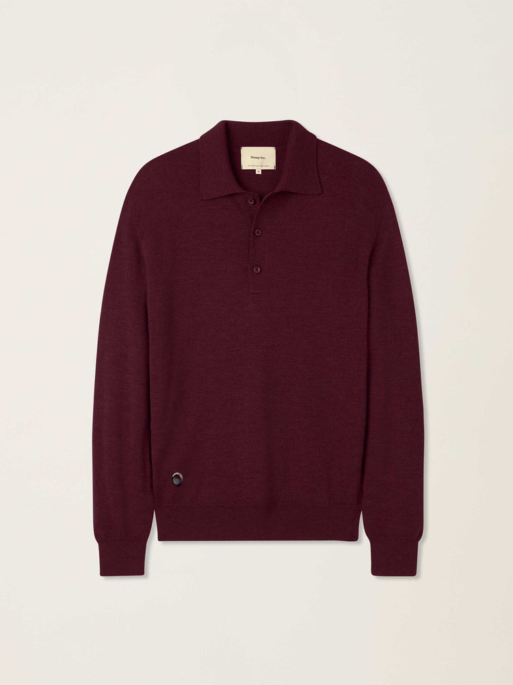 The Everyday Long Sleeve Polo Konini Burgundy Image