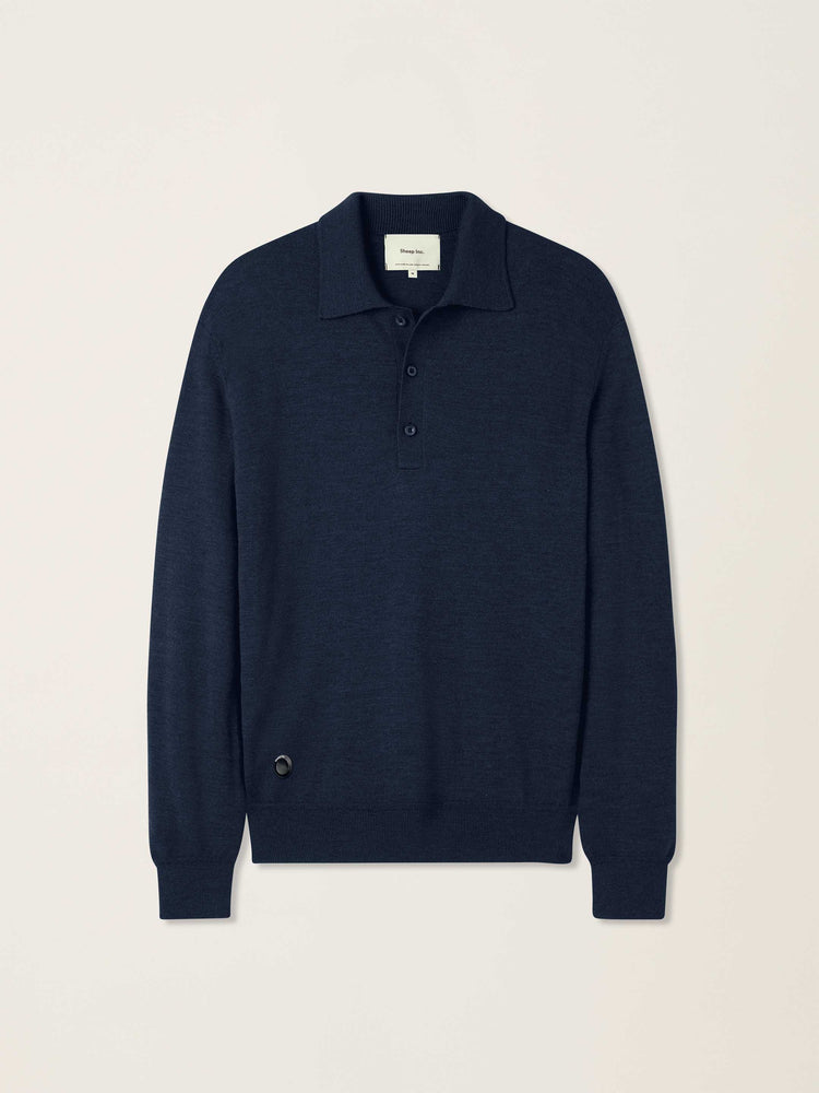 The Everyday Long Sleeve Polo Pacific Blue Image