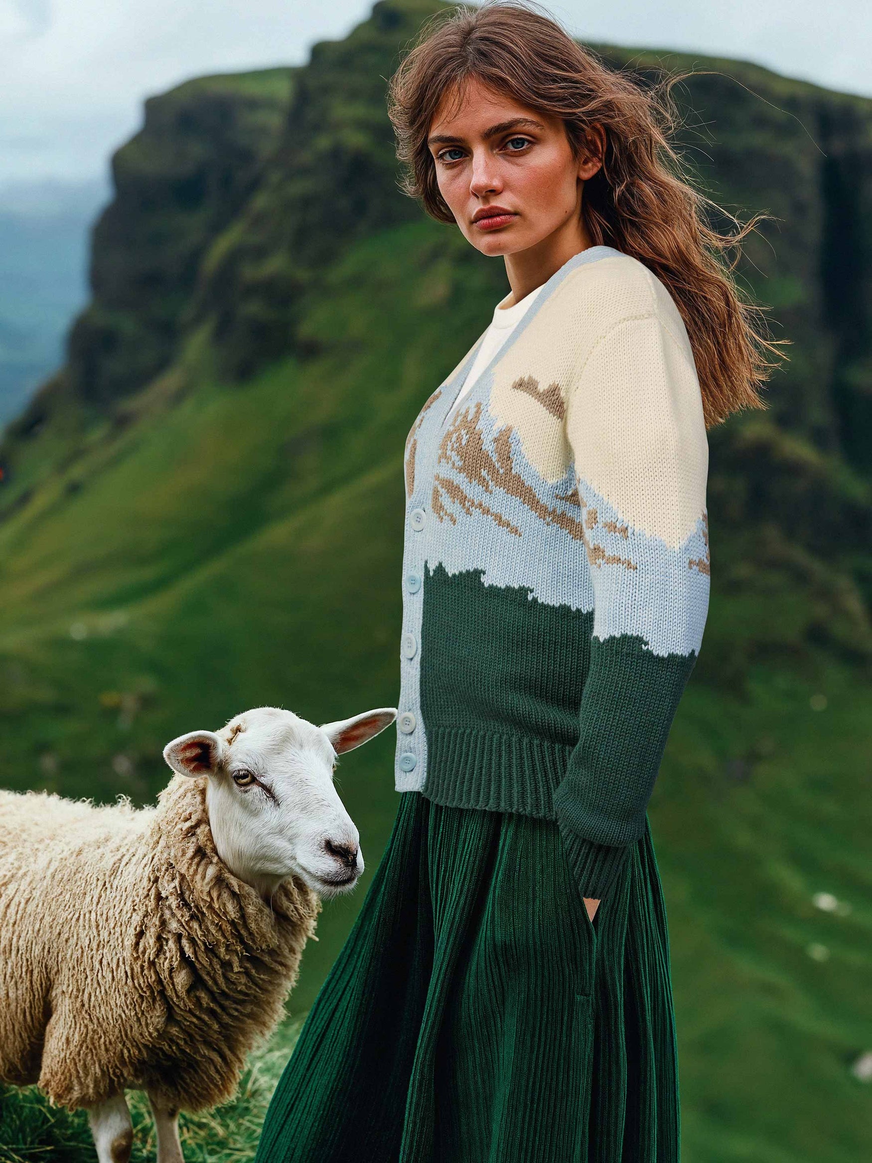 Cloud Blue Knitted Mountain Cardigan - Men's/Women's - Sheep Inc