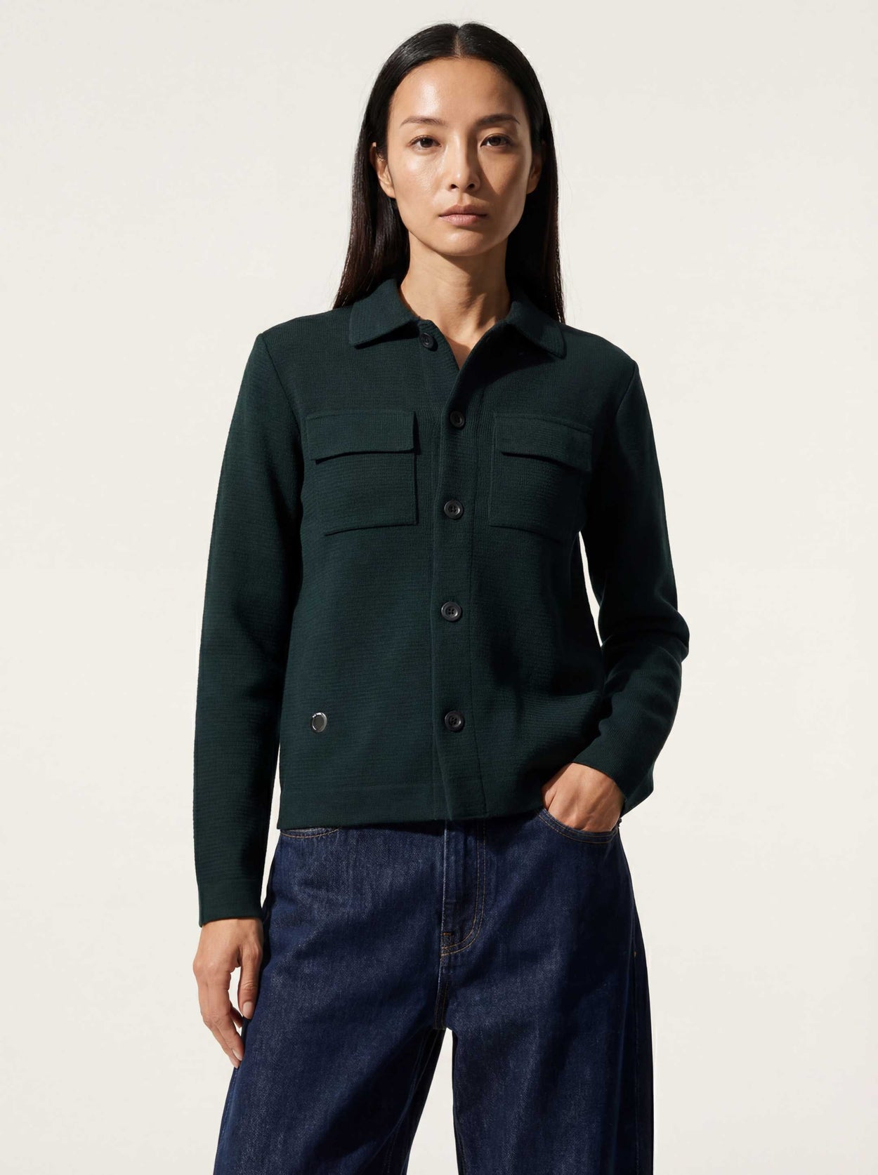 The Over Shirt Forest Green Female Image