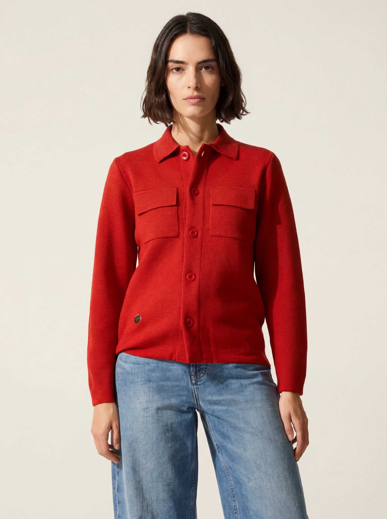 The Over Shirt Tomato Red Female Image