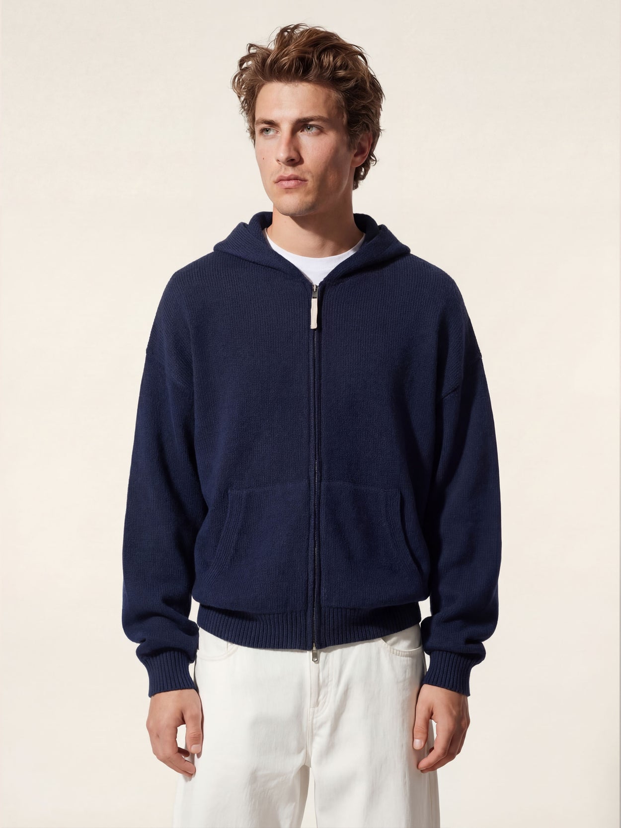 The Chunky Knit Zip Hoodie Atlantic Blue Male Image