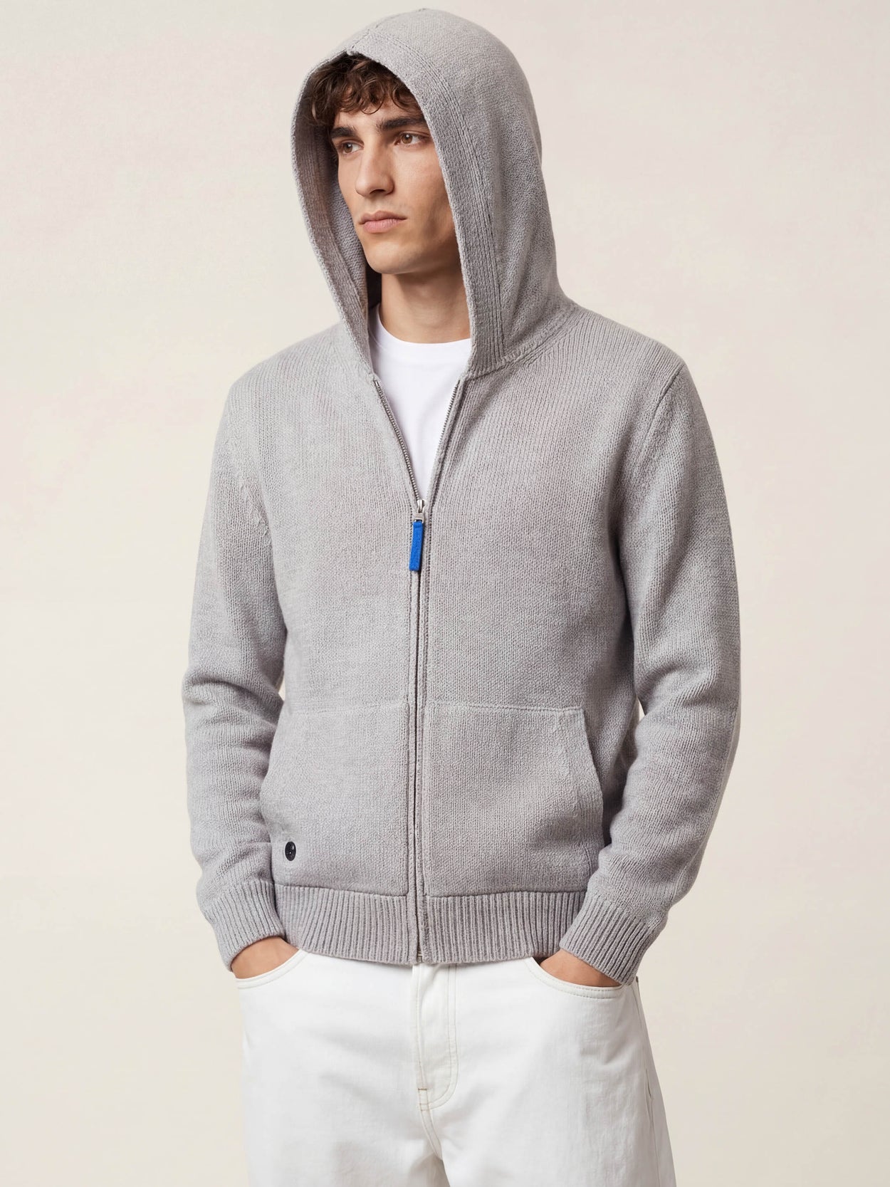 The Chunky Knit Zip Hoodie Moon Grey Male Image