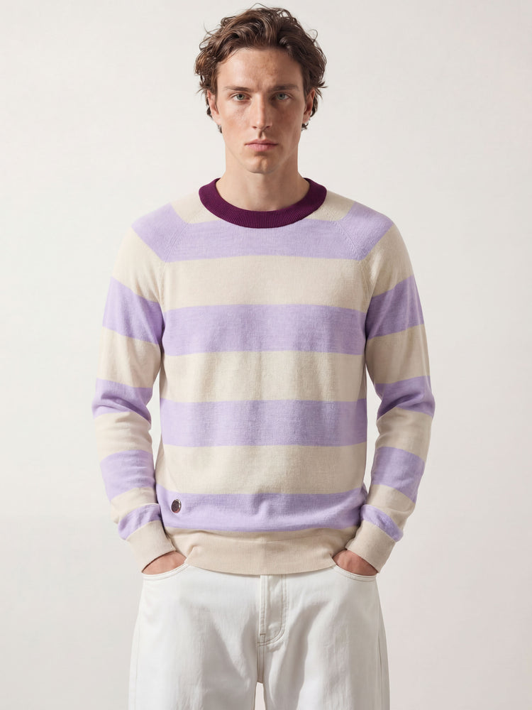 The Stripe Crewneck Light Lupin Lilac Image
