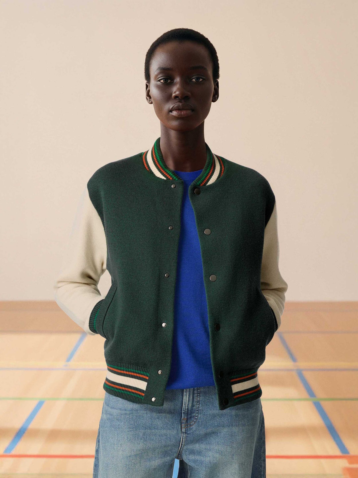 The Varsity Jacket Forest Green Female Image