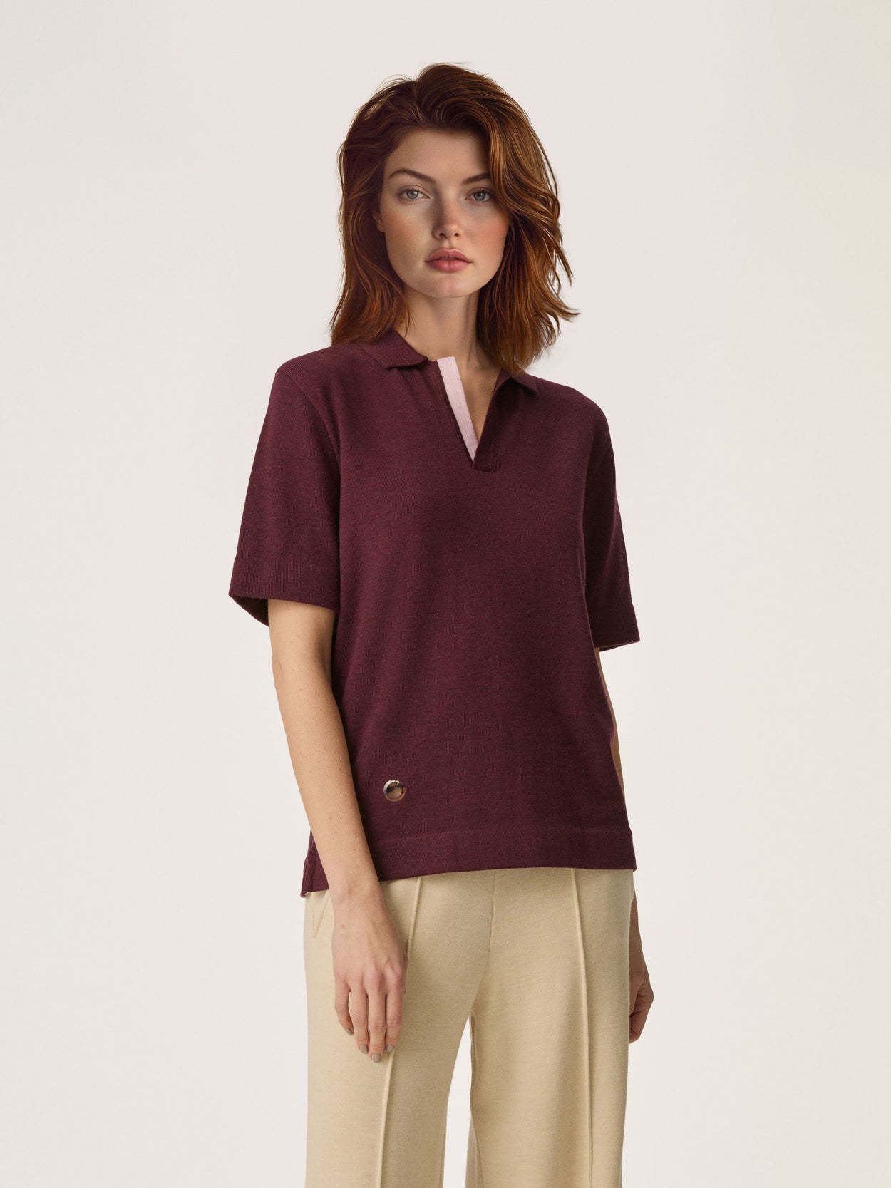 The Knitted Polo Shirt Konini Burgundy Male Image