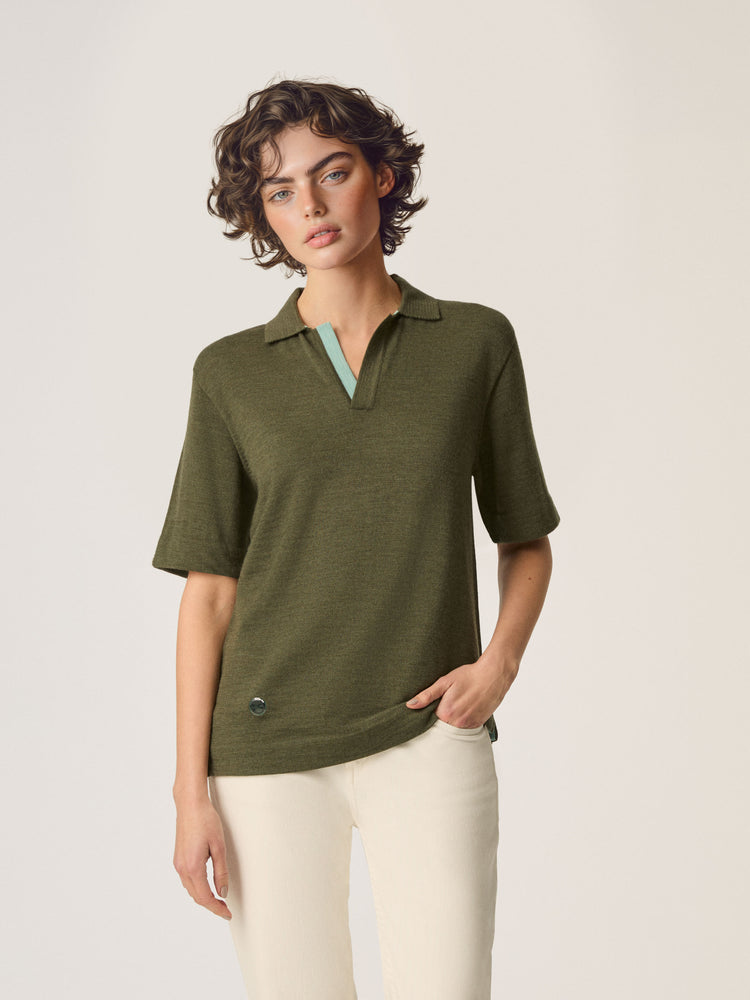 The Knitted Polo Shirt Moss Green Image