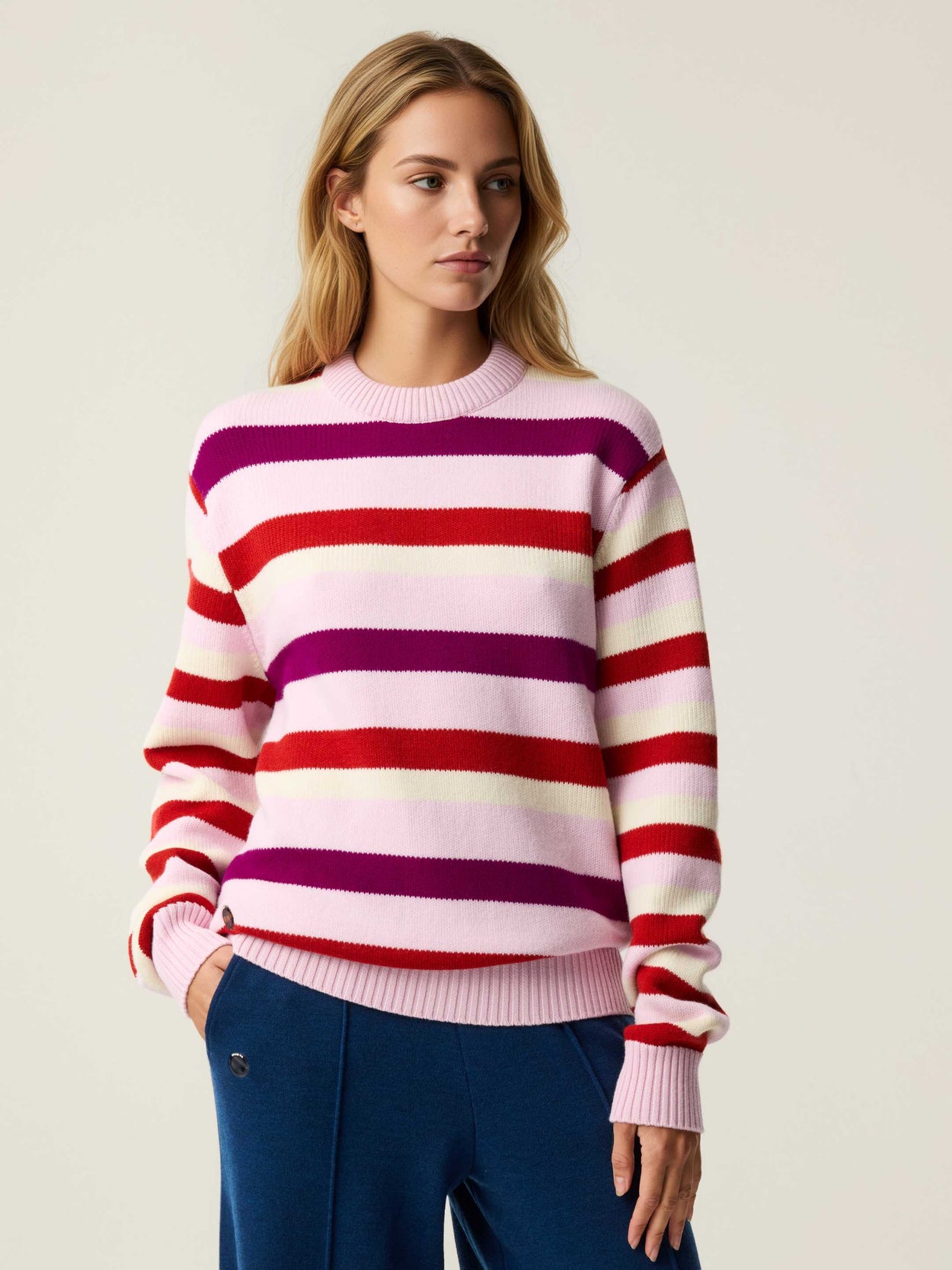The Stripe Crewneck Candyfloss Pink Female Image