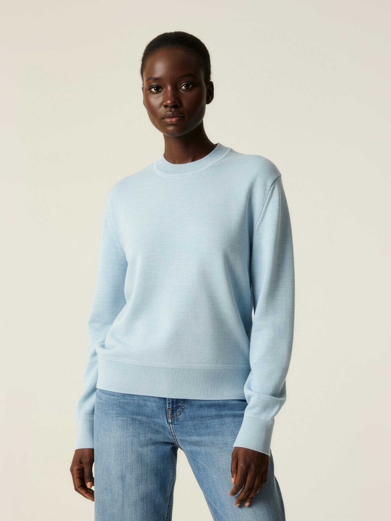 The Women's Fine Knit Crewneck Cloud Blue Female Image