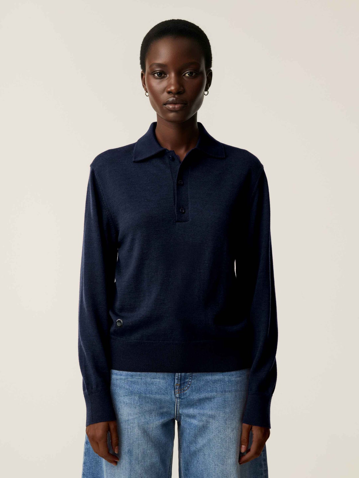 The Everyday Long Sleeve Polo Pacific Blue Female Image