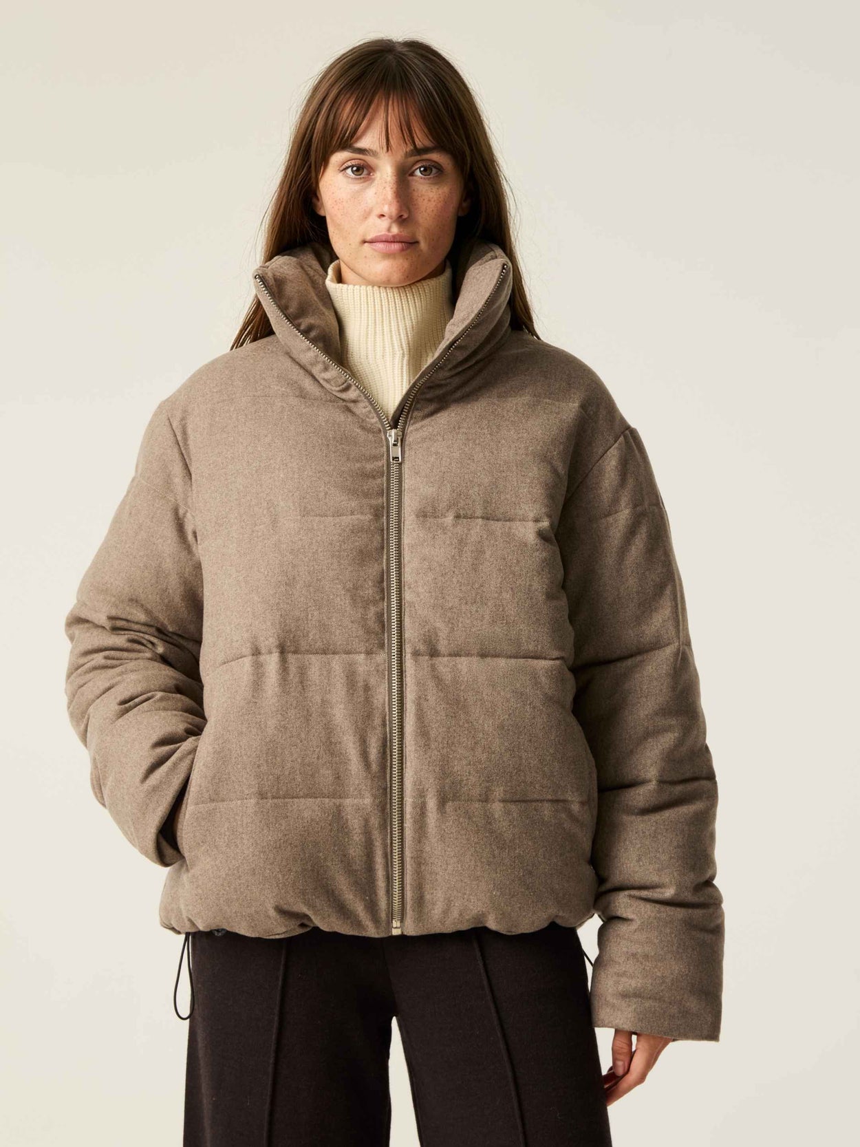The Wool Puffer Jacket Fawn Brown Female Image