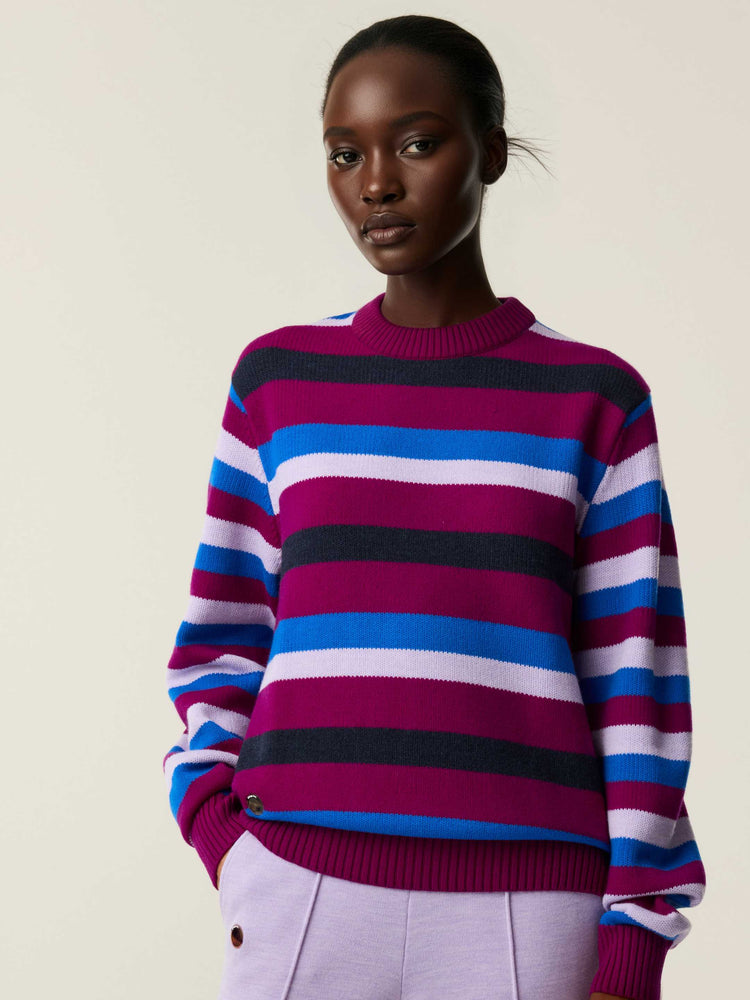 The Stripe Crewneck Royal Purple Image