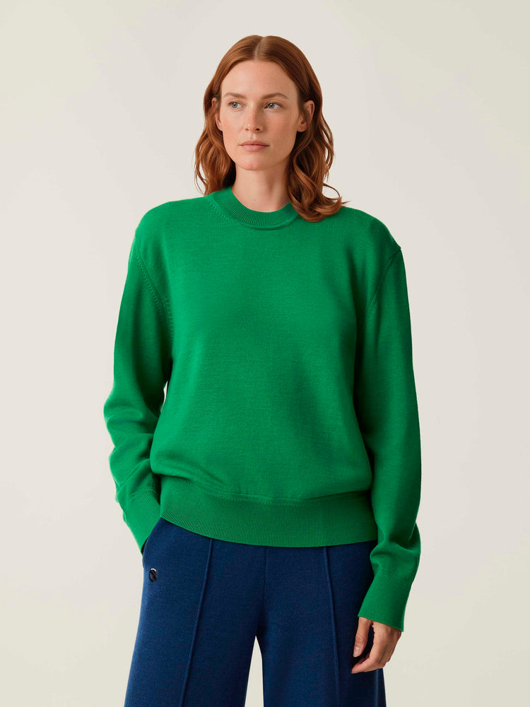 The Women's Fine Knit Crewneck Bottle Green Image