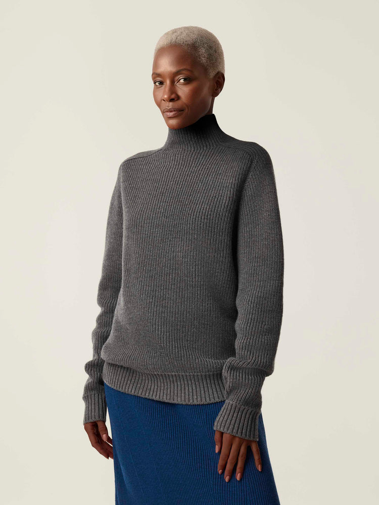 The Soft-Knit High Neck Slate Grey Image