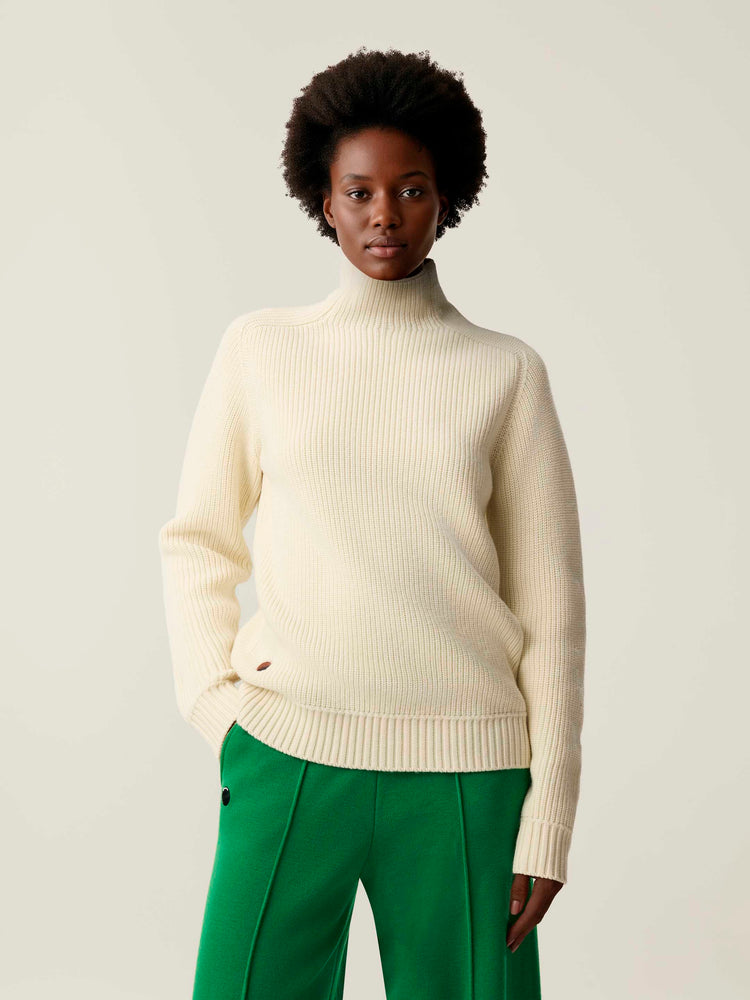 The Soft-Knit High Neck Raw White Image