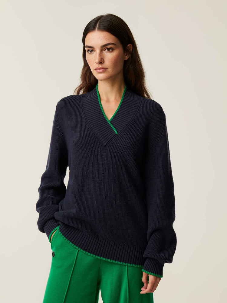 The Vale V-Neck Pacific Blue Image