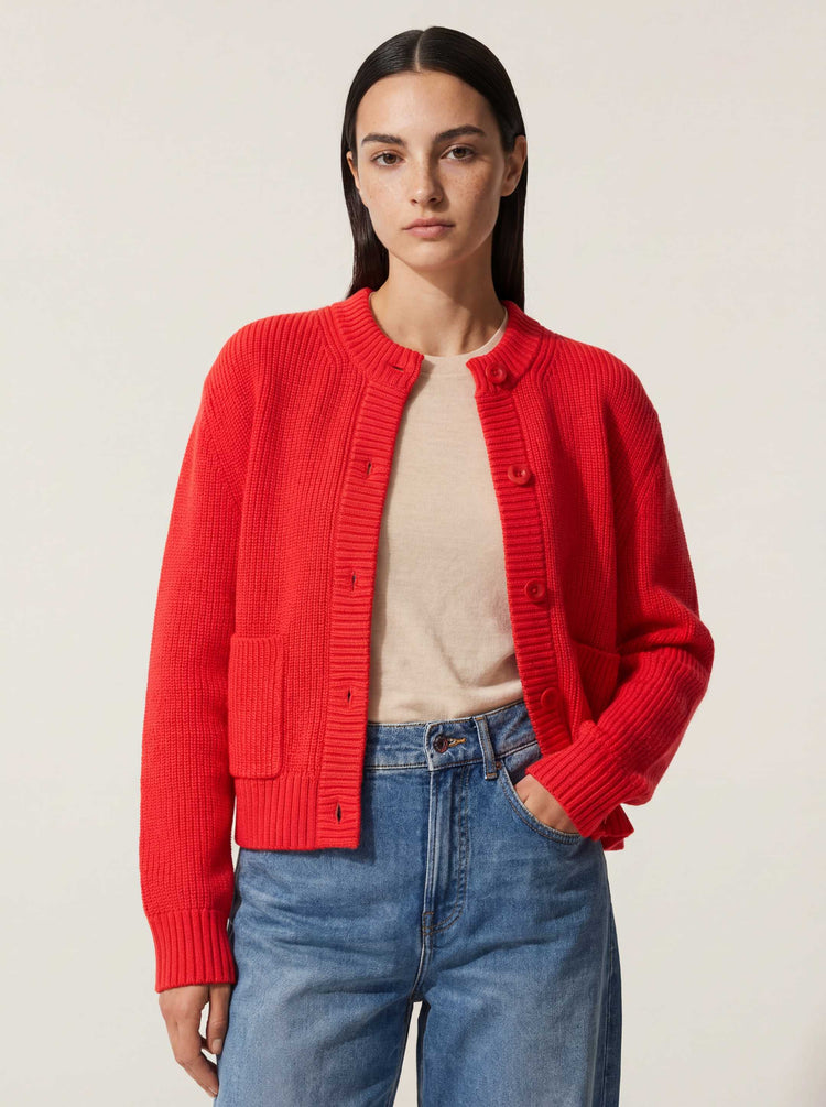 The Soft-Rib Cardigan Poppy Red Image