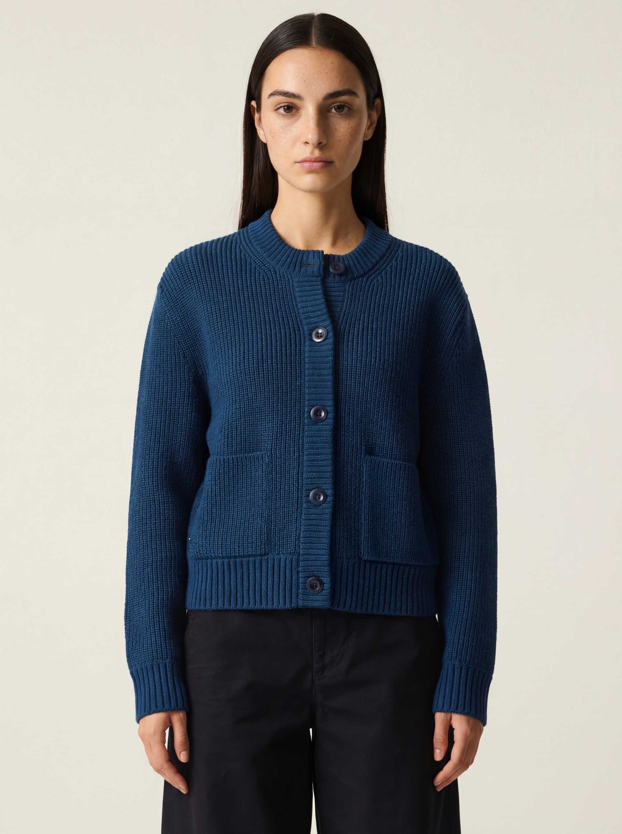 The Soft-Rib Cardigan Tasman Blue Female Image
