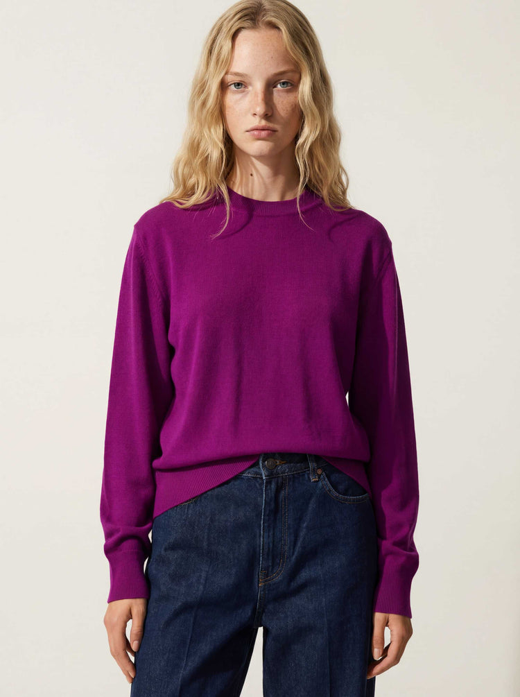 The Women's Fine Knit Crewneck Royal Purple Image
