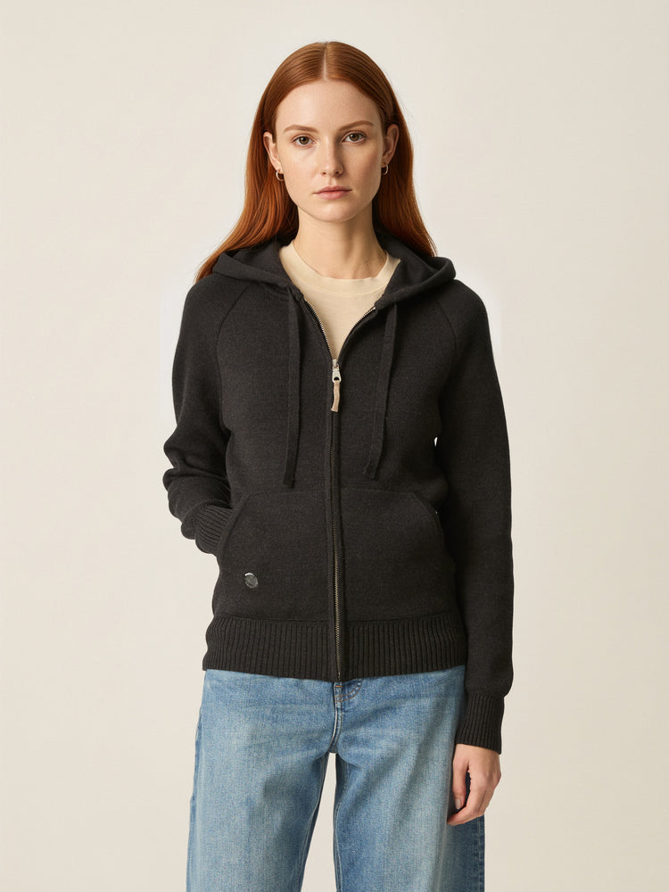 The Knitted Zip Hoodie Anthracite Black Image