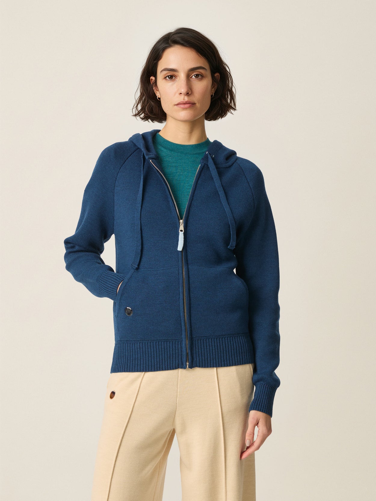 The Knitted Zip Hoodie Tasman Blue Female Image